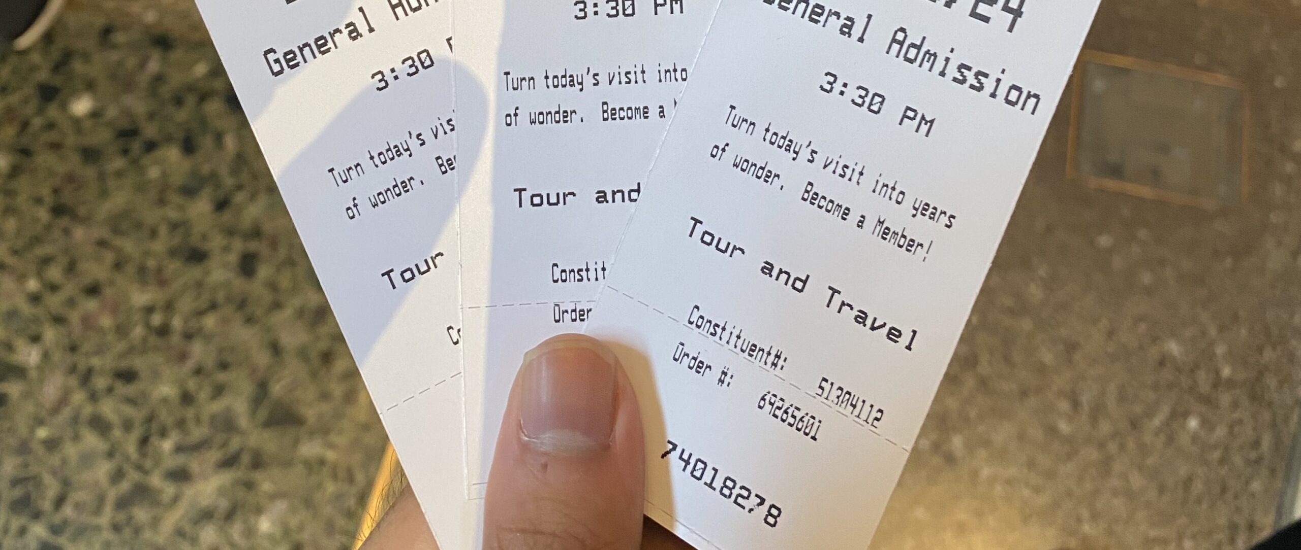 자연사박물관 실물 티켓