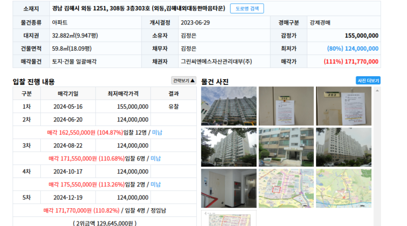2023타경 107671 경매 낙찰가