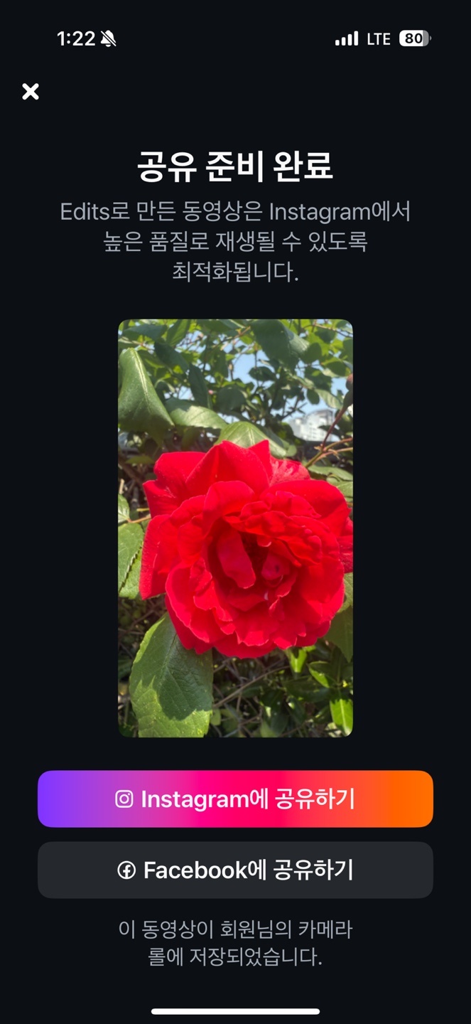 무료 동영상 편집 앱 에디츠(Edits) 내보내기